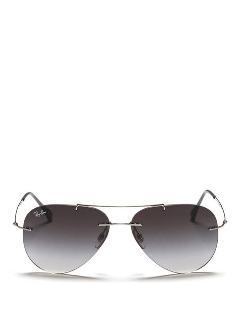 ray ban titanium semi-rimless rectangle sunglasses